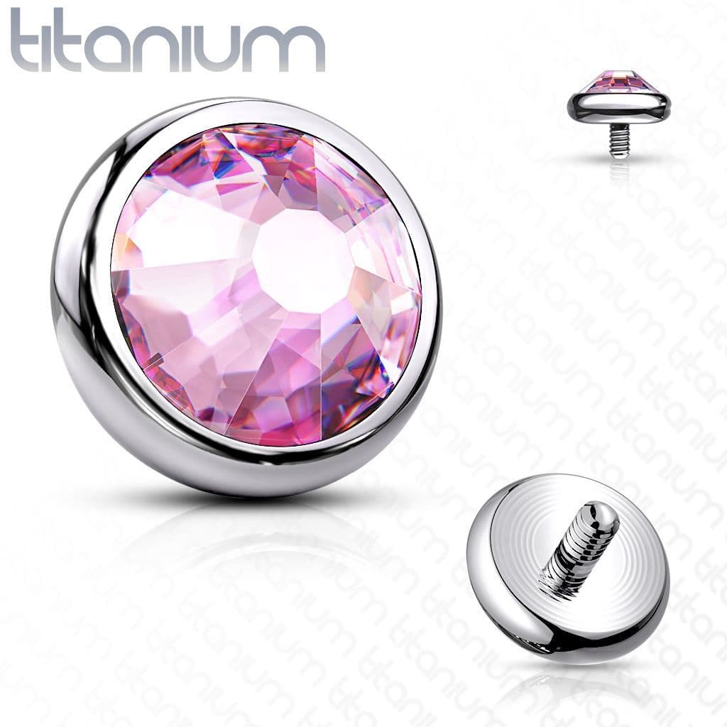 Náhradní kamínek k labretě TITAN, závit 1,2 mm, 3mm (růžová)