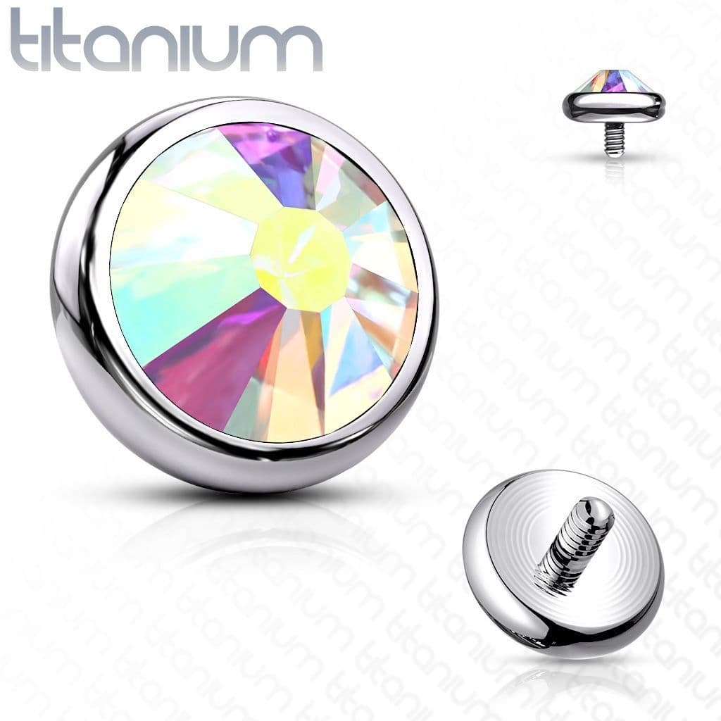 Náhradní kamínek k labretě TITAN, závit 1,2 mm, 3mm (duhová)