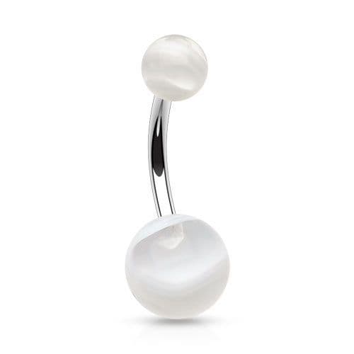 Piercing do pupíku - banánek (bílá)