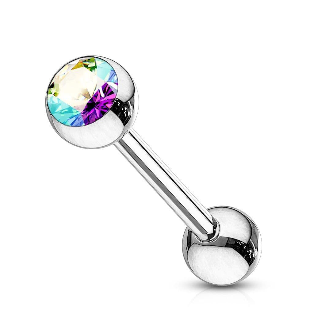 Piercing do jazyka - kamínek (duhová, 1,6 x 16 mm)