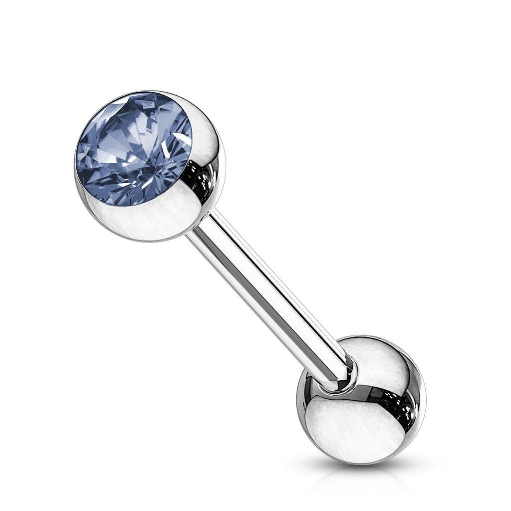 Piercing do jazyka - kamínek (světle modrá, 1,6 x 16 mm)