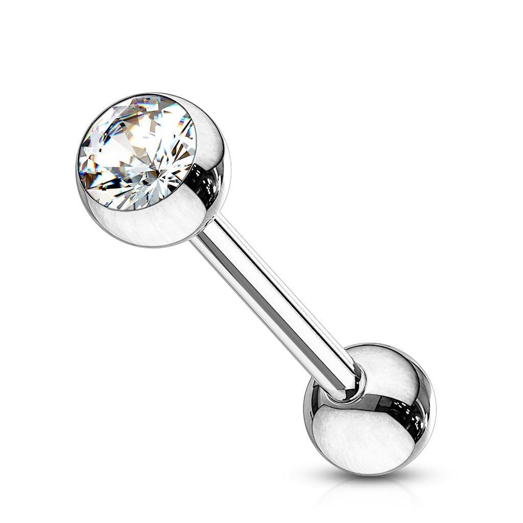 Piercing do jazyka - kamínek (čirá, 1,6 x 16 mm)