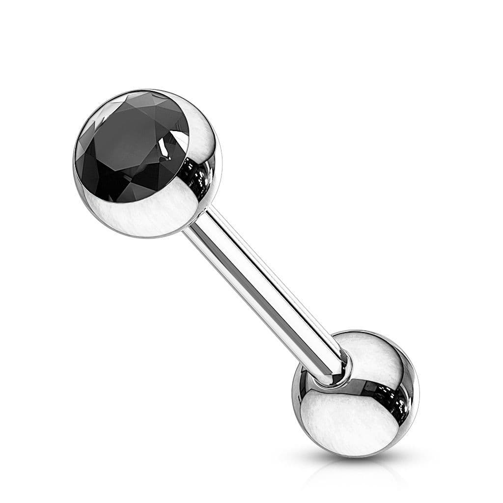 Piercing do jazyka - kamínek (černá, 1,6 x 16 mm)