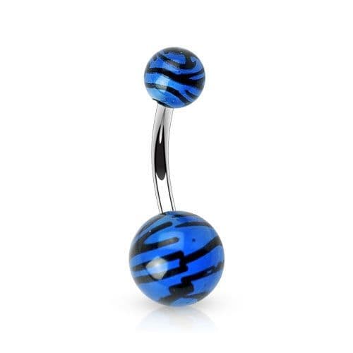 Piercing do pupíku - banánek zebrovaný (modrá)