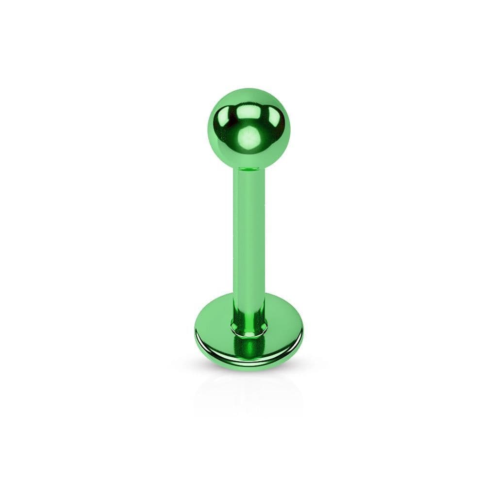 Piercing do brady - labreta (zelená, 1,2 x 8 x 3 mm)