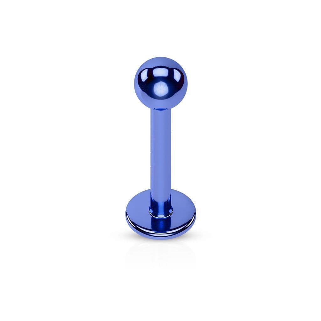 Piercing do brady - labreta (tmavě modrá, 1,2 x 10 x 3 mm)