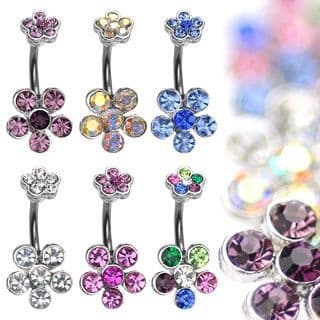 Piercing do pupíku - kytičky (čirá)