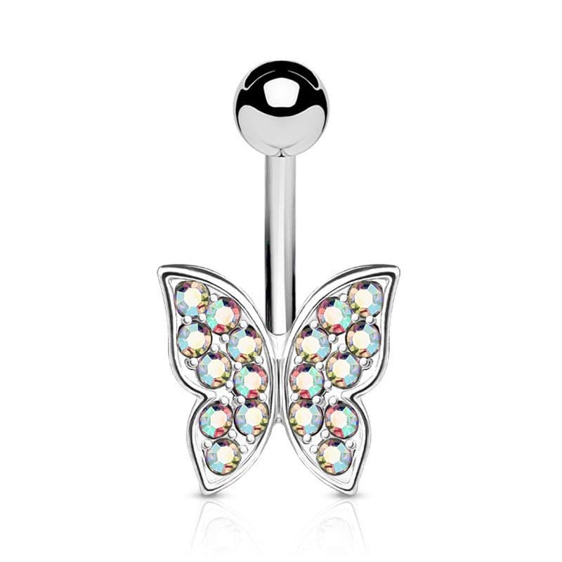 Piercing do pupíku - motýlek (duhová)