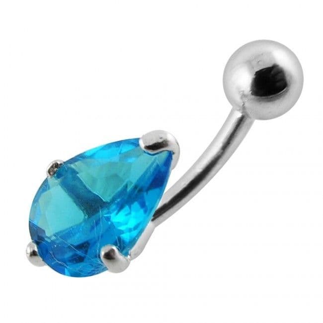 Stříbrný piercing do pupíku - kapka (tyrkysová)