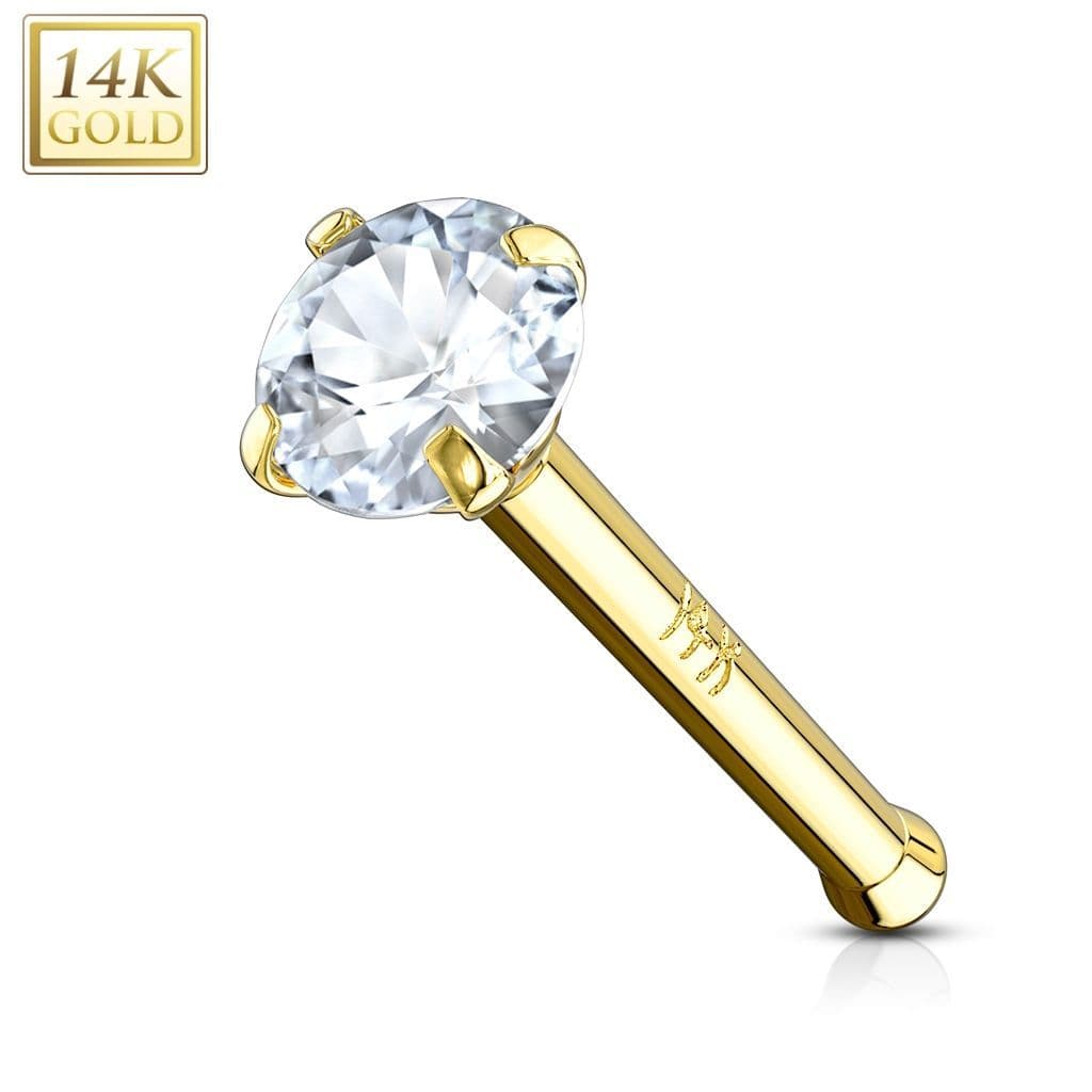 Zlatý piercing do nosu, Au 585/1000 (čirá, 0,09 g) - Zlatý piercing do nosu - čirý zirkon