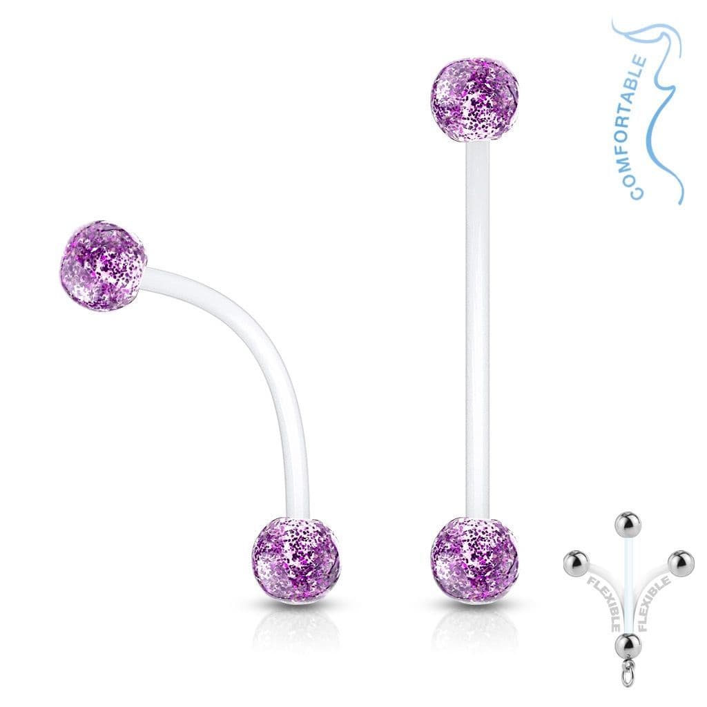 Pružný těhotenský piercing do pupíku (fialová, 1,6 x 25 mm)