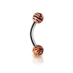 Piercing do obočí - zebrovaný (oranžová)