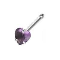 Piercing do nosu - srdíčko 3 mm (fialová)