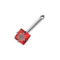 Piercing do nosu - čtvercový kamínek 3 x 3 mm (červená)