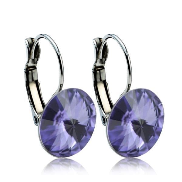 Ocelové náušnice s krystaly Swarovski 12 mm, TANZANITE