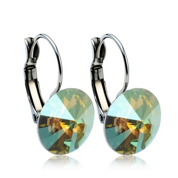 Ocelové náušnice s krystaly Swarovski 12 mm, IRIDESCENT GREEN
