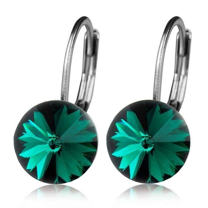 Ocelové náušnice s krystaly Swarovski, EMERALD