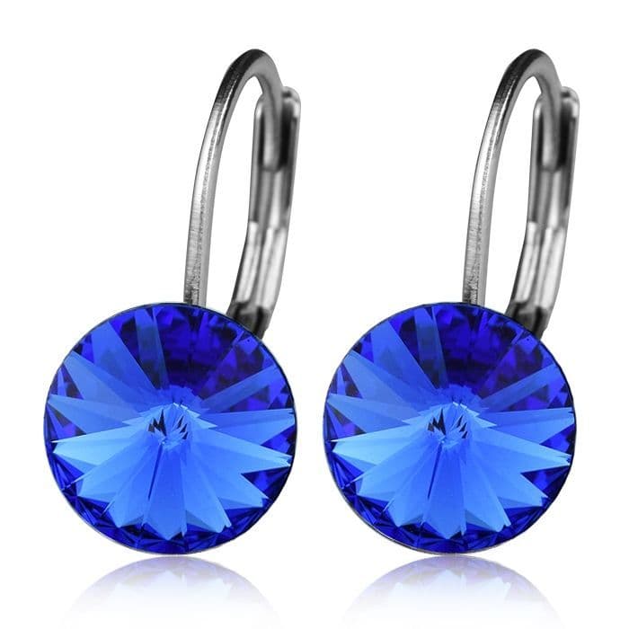 Ocelové náušnice s krystaly Swarovski, SAPPHIRE
