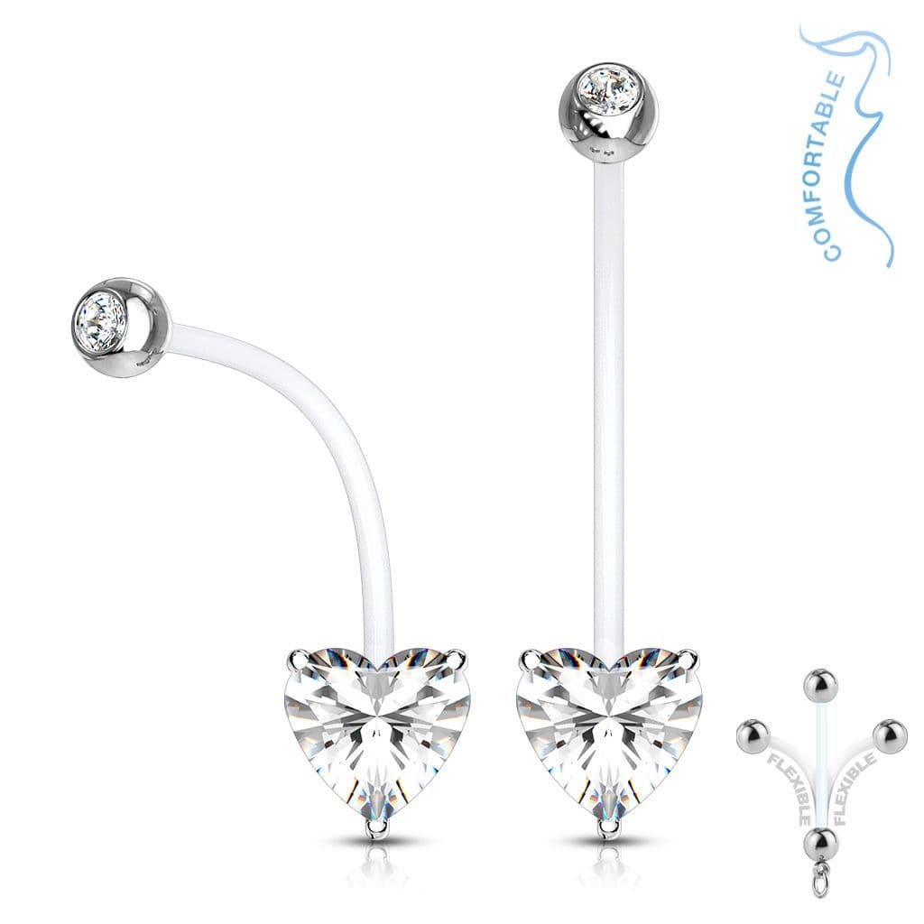 Těhotenský piercing do pupíku - srdíčko (čirá)