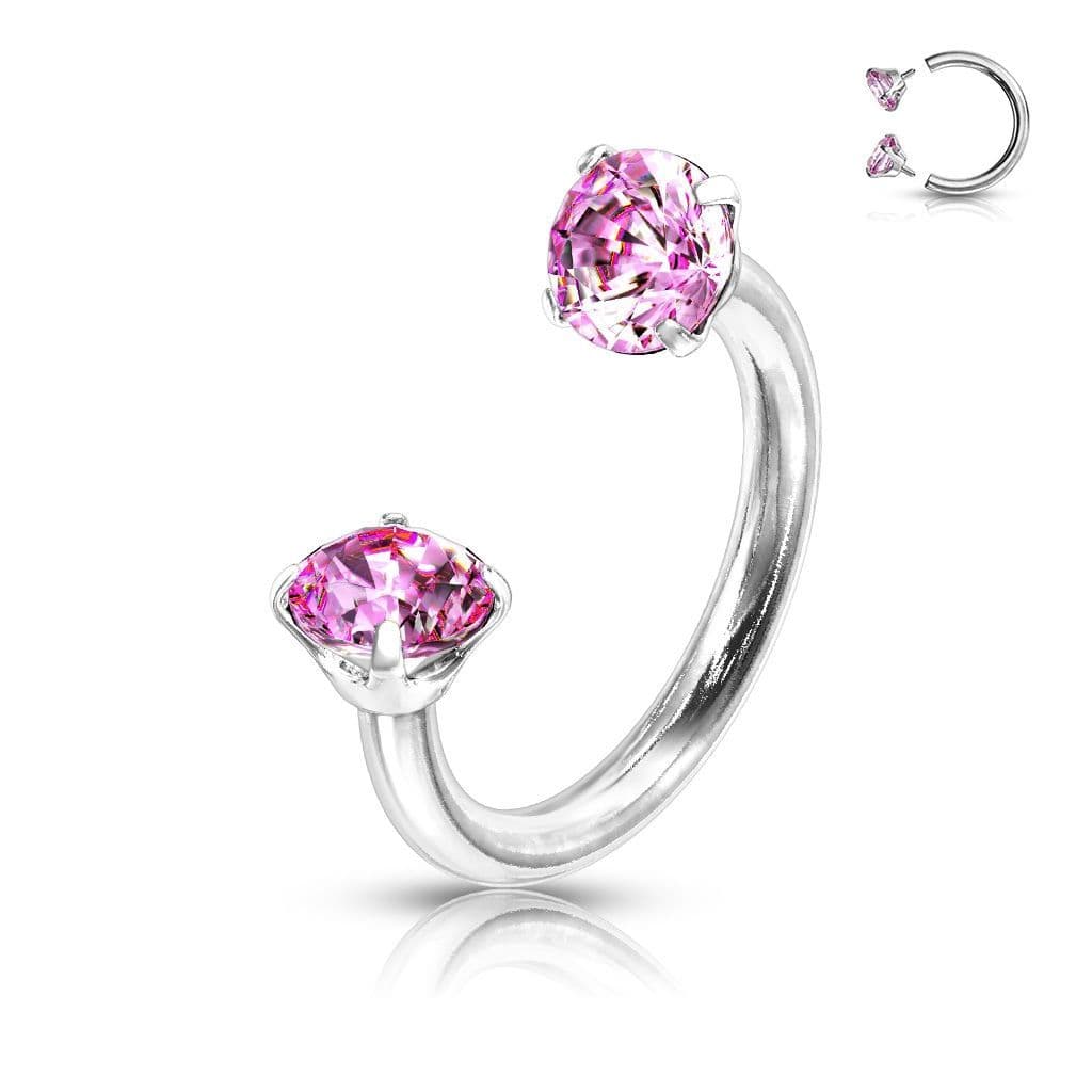 Piercing - podkova s vnitřním závitem (růžová)