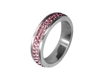 Prsten chirurgická ocel s krystaly Swarovski RSSW02 rose