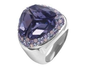 Prsten chirurgická ocel s krystaly Swarovski RSSW14 light sapphire