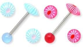 Piercing činka chirurgická ocel s UV kuličkami PP060