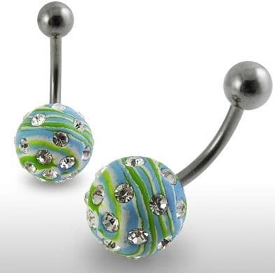 Piercing do pupíku fimo s krystalky PBFDBLY605