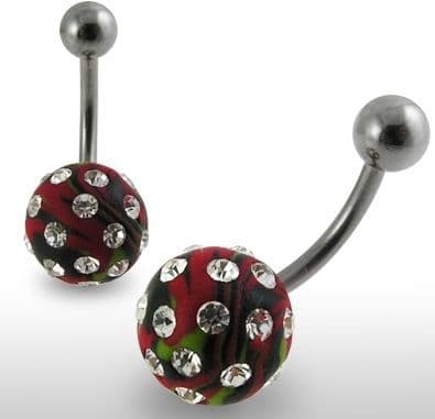 Piercing do pupíku fimo s krystalky PBFDBLY610