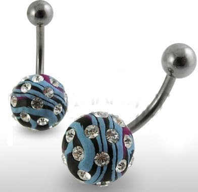 Piercing do pupíku fimo s krystalky PBFDBLY603