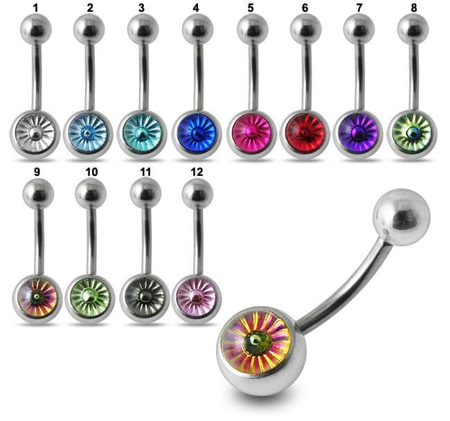 Piercing do pupíku s měňavým kamínkem PBBAN763