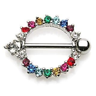 Piercing do bradavky - barevné zirkony
