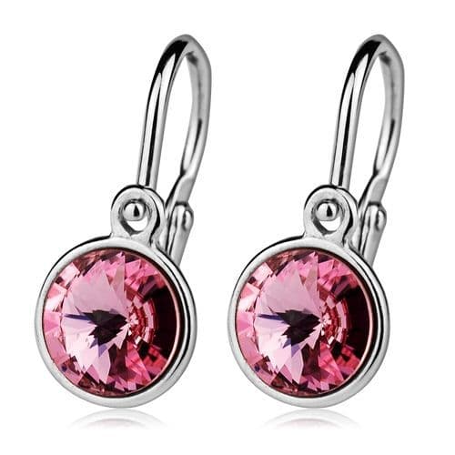 Dětské stříbrné náušnice, Crystals from SWAROVSKI, barva: Light Rose — Marre.cz