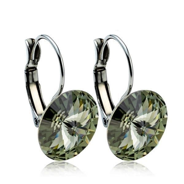 Ocelové náušnice s krystaly Swarovski 12 mm, BLACK DIAMOND
