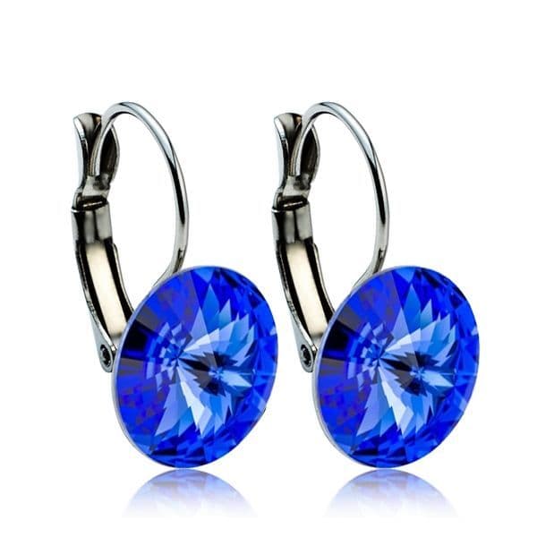 Ocelové náušnice s krystaly Swarovski 12 mm, SAPPHIRE