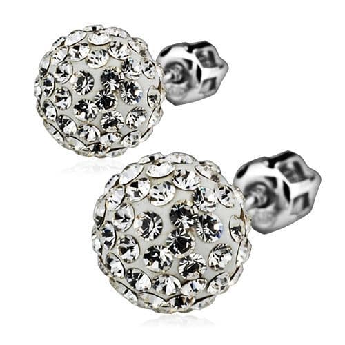 Stříbrné náušnice kuličky s krystaly Crystals from Swarovski, Crystal
