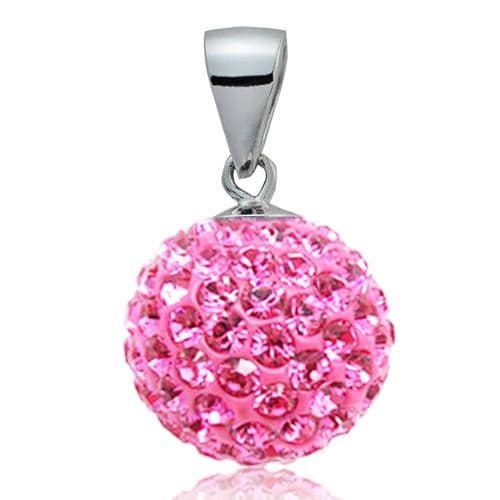 Stříbrný přívěsek koule 10 mm s krystaly Crystals from Swarovski, Pink