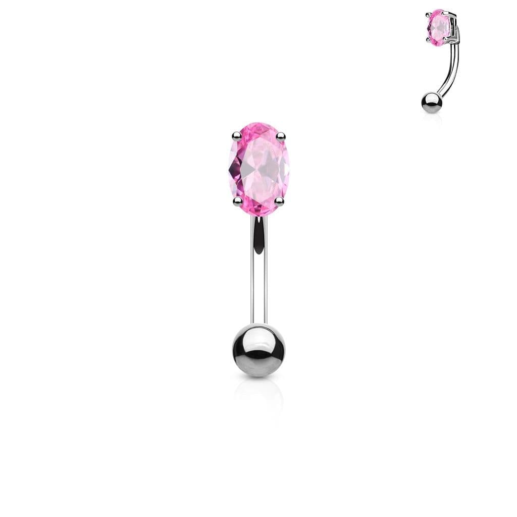 Piercing do obočí - zirkon, růžová barva