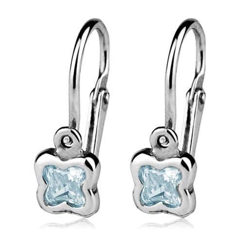 Dětské náušnice stříbrné - kytičky, Aquamarine — Marre.cz