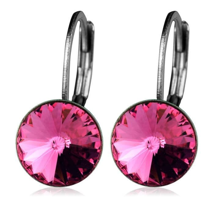 Ocelové náušnice s krystaly Swarovski, ROSE