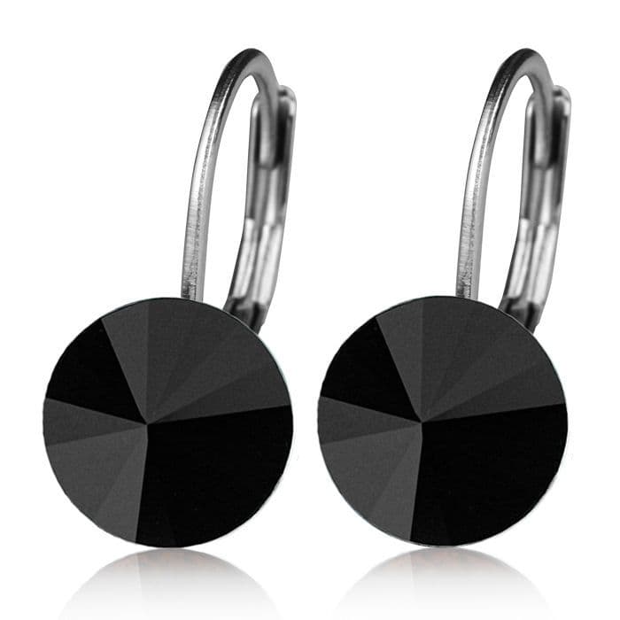Ocelové náušnice s krystaly Swarovski, BLACK JET