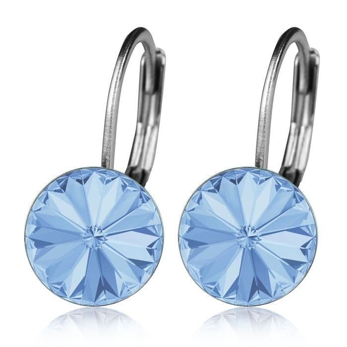 Ocelové náušnice s krystaly Swarovski, LIGHT SAPPHIRE