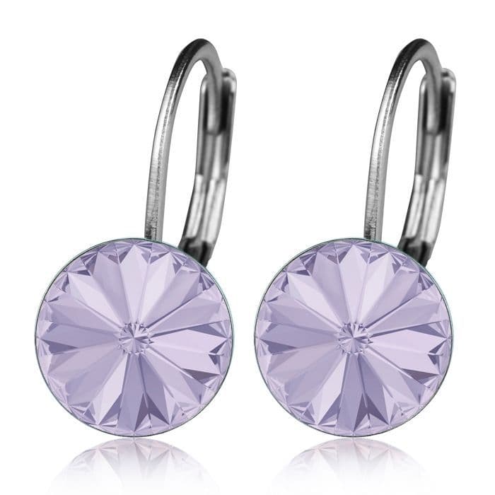 Ocelové náušnice s krystaly Swarovski, VIOLET