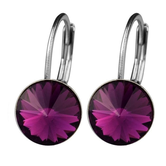 Ocelové náušnice s krystaly Swarovski, AMETHYST