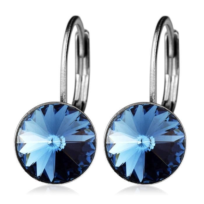 Ocelové náušnice s krystaly Swarovski, BERMUDA BLUE