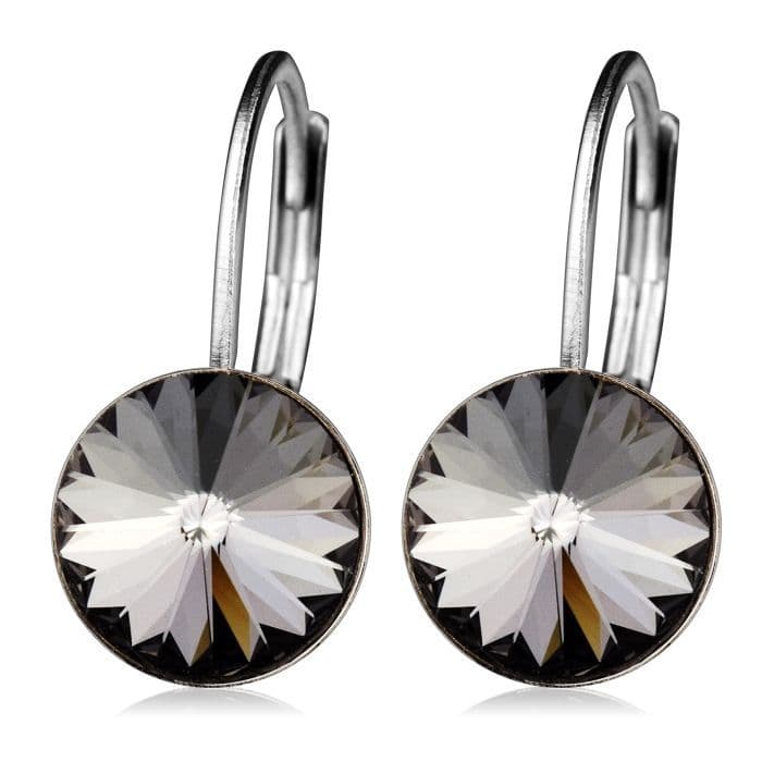 Ocelové náušnice s krystaly Swarovski, SILVER NIGHT