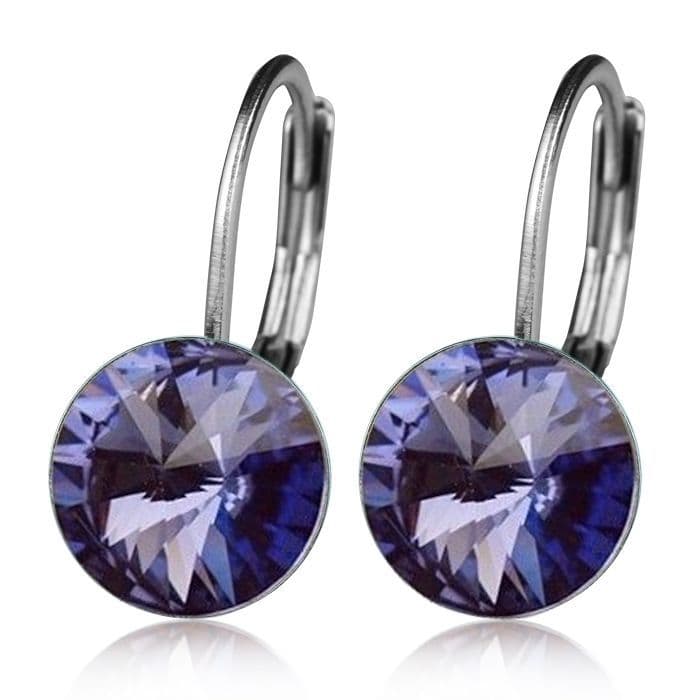Ocelové náušnice s krystaly Swarovski, TANZANITE