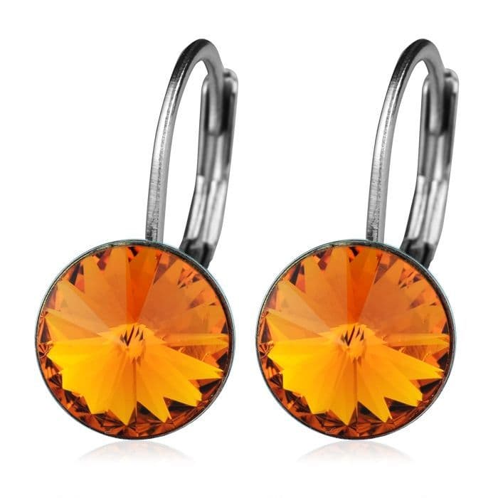 Ocelové náušnice s krystaly Swarovski, TANGERINE
