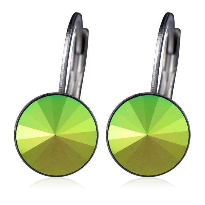 Ocelové náušnice s krystaly Swarovski, SCARABEUS GREEN