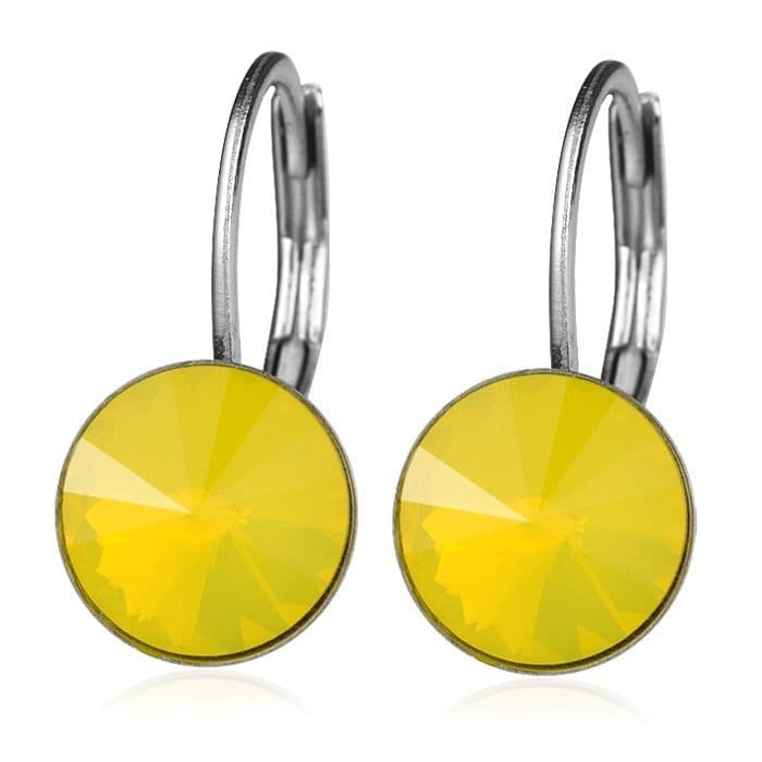Ocelové náušnice s krystaly Swarovski, YELLOW OPAL